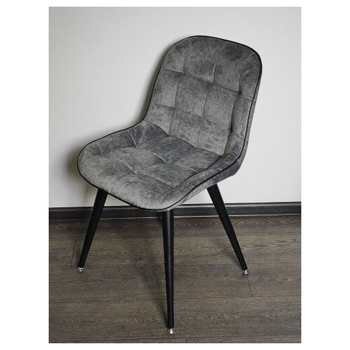 фото Evita/стул/стул прованс ткань лама 04 серая, ноги черные /стул на металлических ножках/велюр/кресло на кухню/мягкий стул/кресло без подлокотников