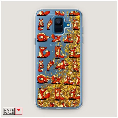 фото Чехол жидкий с блестками samsung galaxy a6 лисья йога case place