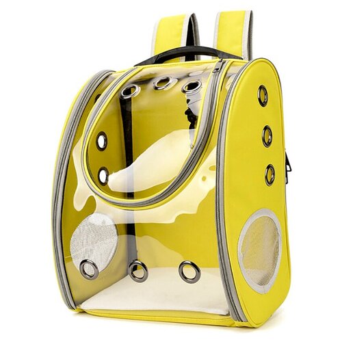 фото Рюкзак переноска, на молнии, прозрачный, желтый, 40х21х32 см, pets & friends pf-bp-01