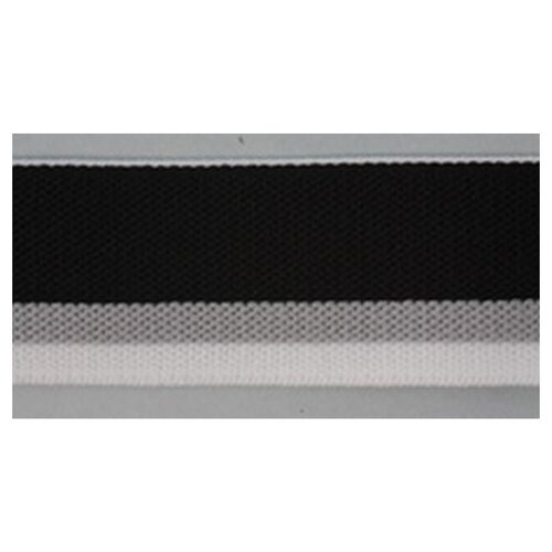 фото Резинка поясная корсажная, 30 мм, цвет черный с серой и белой полосами 68% полиэстер, 32% оптекс pega