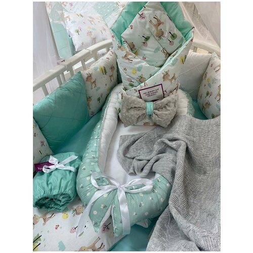 фото Комплект в детскую кроватку (бортики, простынь на резинке, конверт-одеяло, подушка) slivkababy