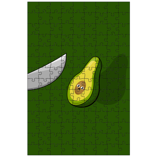 фото Магнитный пазл 27x18см."авокадо, напугана, нож" на холодильник lotsprints