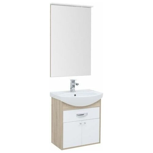 фото Комплект мебели для ванной aquanet грейс 60 дуб сонома, белый (1 ящик, 2 дверцы) (00198802)