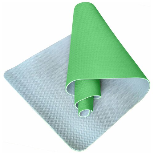 фото E33580 коврик для йоги тпе 183х61х0,6 см (зелено/серый) hawk