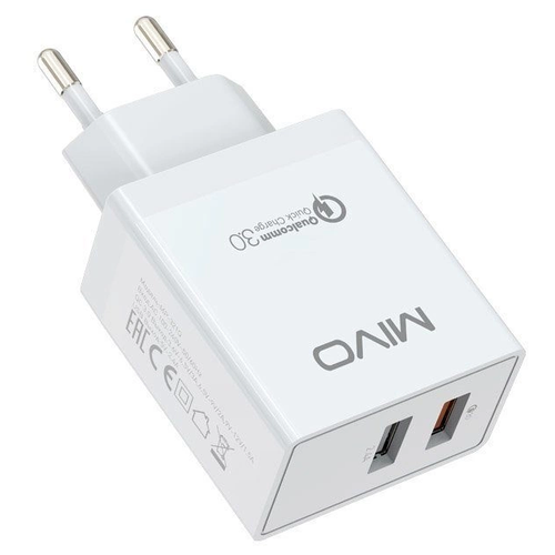 фото Сетевое зарядное устройство mivo mp-321q (18w, quick charge 3.0, 2xusb)