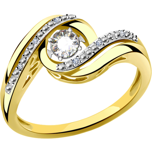 фото Кольцо diamant online, желтое золото, 585 проба, бриллиант, размер 19.5