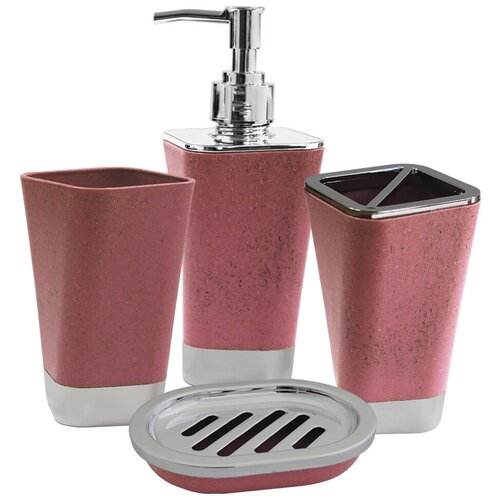фото Набор для ванной комнаты розовый 4 предмета nvt-131-134 elianware