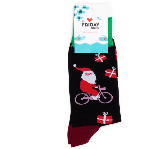 фото Новогодние носки st. friday socks с сантой на велосипеде 34-37