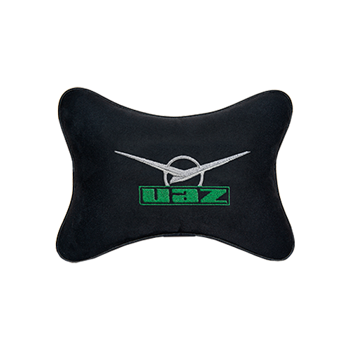 фото Подушка на подголовник алькантара black с логотипом автомобиля uaz vital technologies