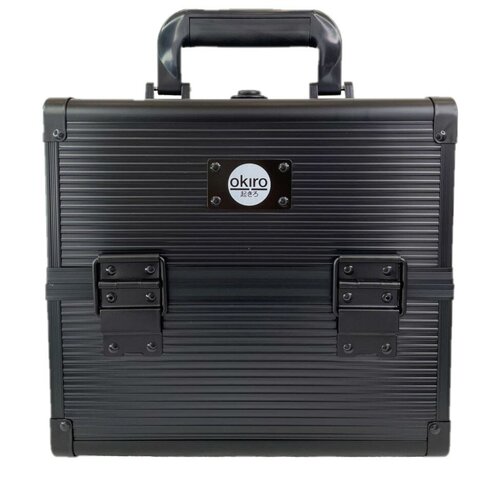 фото Бьюти кейс для визажиста okiro cwb 5350 черный в полоску /чемоданчик для косметики / органайзер для бижутерии/ бьюти бокс для мастера