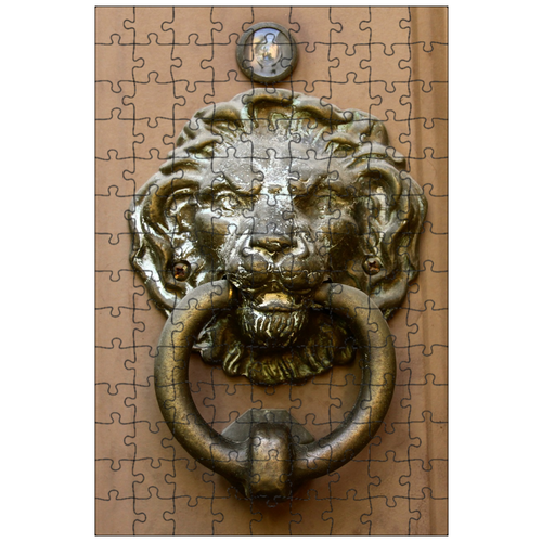 фото Магнитный пазл 27x18см."дверной молоток, львиная голова, винтаж" на холодильник lotsprints