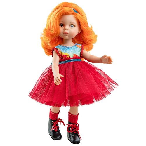 фото Красное платье, синий ободок и носочки для кукол paola reina, 32 см