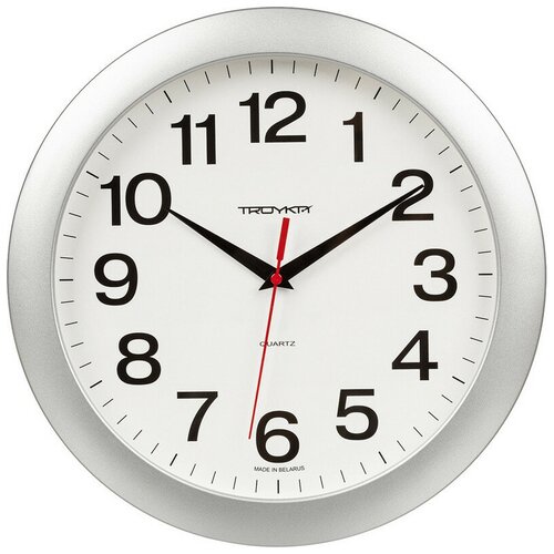 фото Часы настенные troyka, модель01, диаметр 290мм, пластик 11170100 серебро тройка