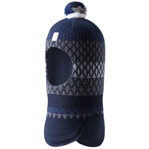 фото Шапка шлем reima valittu, цвет синий серый белый ромб, размер 50
