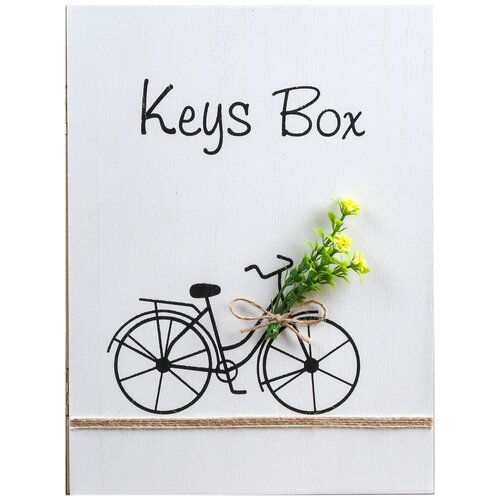 фото Ключница дерево 6 крючков "велосипед с цветами" 26х19,5х5,5 см 4650564 сима-ленд
