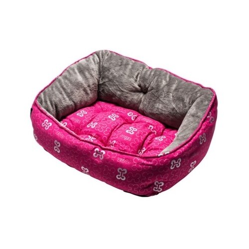 фото Rogz виа мягкий лежак с двусторонней подушкой trendy podz размер s (52х38х25см), розовые косточки (trendy podz) ps05, 1,800 кг
