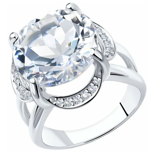 фото Sokolov серебряное кольцо с горным хрусталём 92010196, размер 18.5
