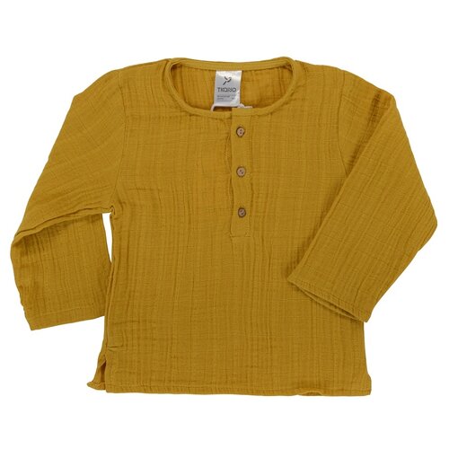 фото Рубашка из хлопкового муслина горчичного цвета из коллекции essential 4-5y tkano