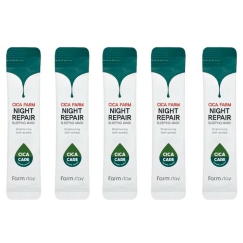 фото Farmstay cica farm night repair sleeping mask восстанавливающая ночная маска в саше с центеллой азиатской, набор из 5 штук, 4мл*5 шт