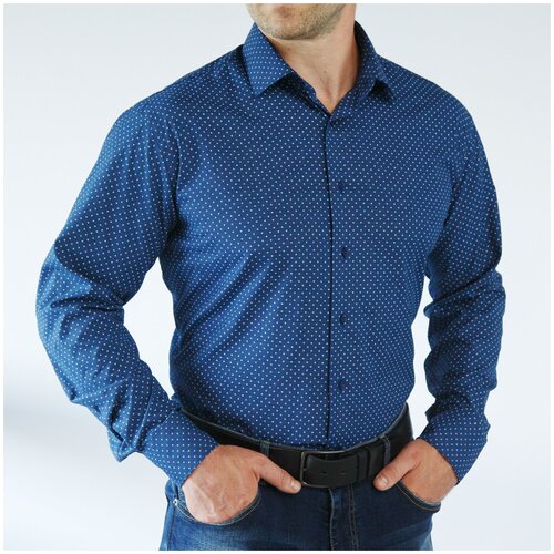 фото Рубашка мужская women men синяя рябь рост 170-176 размер 40