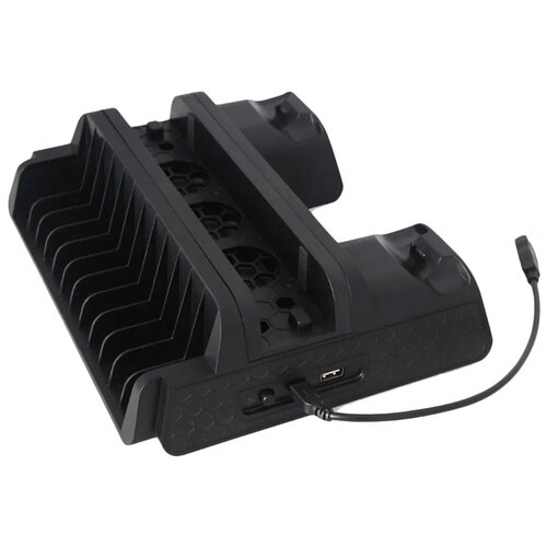 фото Вертикальная подставка + зарядная станция multi-functional cooling stand для ps4 / ps4 slim / ps4 pro dobe, черная