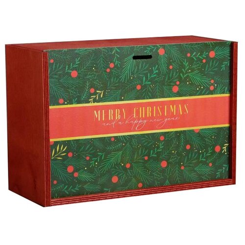 фото Дарите счастье ящик деревянный merry christmas, 20 × 30 × 12 см коричневый