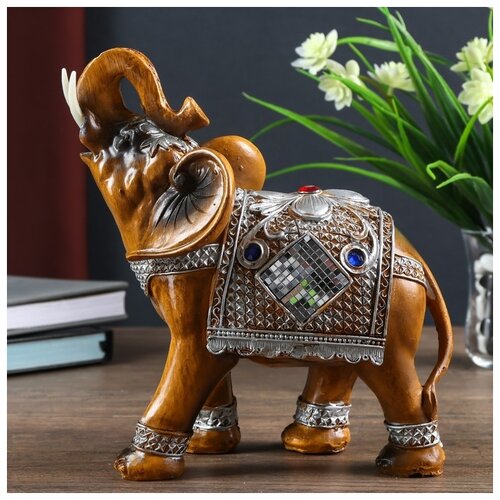 фото Сувенир полистоун "слон в попоне- кольчуге с мозаикой и золотыми узорами" 21х9х19,5 см 4634965 сима-ленд