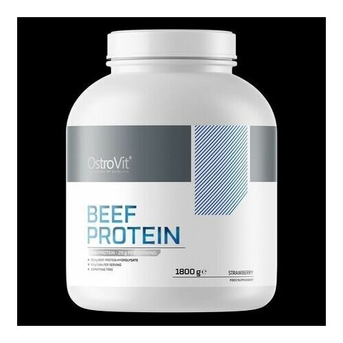 фото Говяжий протеин животный белок ostrovit beef protein клубника1800 грамм 60 порций