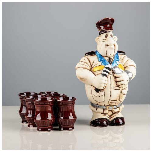фото Коньячный набор "полицейский №2" 7 предметов 3417031 керамика ручной работы