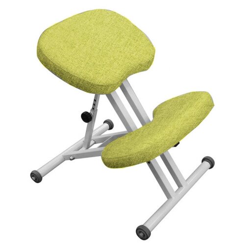 фото Эргономичный коленный стул "олимп" ск-1-1 (тонкие сидения) нежный лайм на белой раме