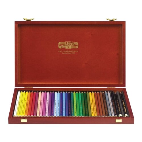 фото Карандаши цветные koh-i-noor "polycolor", 36 цветов, грифель 3,8 мм, заточенные, деревянный ящик, 3895036001dk