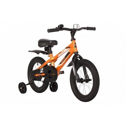 фото Велосипед novatrack 14", juster, оранжевый, тормоз ножной, полная защита цепи, чёрные крылья