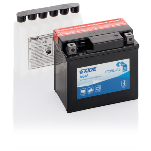 фото Аккумулятор мотоциклетный exide agm 12v 4ah (etx5l-bs)