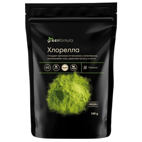 фото Хлорелла порошок premium (натуральная молотая органическая водоросль chlorella от greenformula, суперфуд), 100 гр