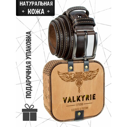 фото Ремень valkyrie studio, натуральная кожа, металл, размер 135, длина 135 см., коричневый