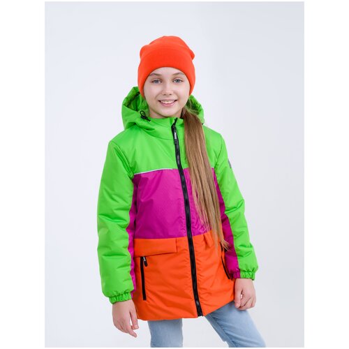 фото Куртка демисезонная для девочки 22-024 зеленый/темно-розовый (116) shoom