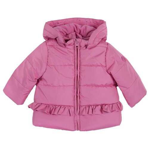 фото Куртка chicco для девочек, с рюшами, размер 074, цвет розовый