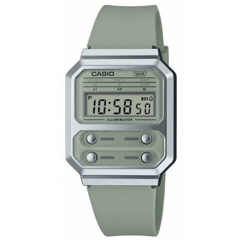 фото Наручные часы casio наручные часы casio vintage a100wef-3a, зеленый, серебряный