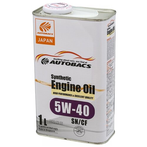 фото Синтетическое моторное масло autobacs synthetic engine oil 5w-40 sn/cf, 1 л