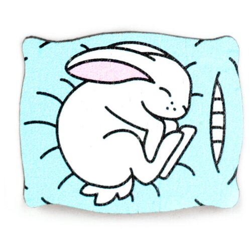 фото Значок кролик на подушке waf-waf