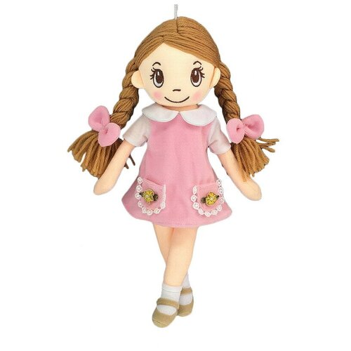 фото Кукла abtoys мягкое сердце, мягконабивная в розовом платье с косичками, 30 см