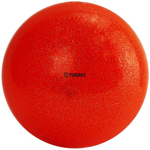 фото Мяч для художественной гимнастики torres, арт. agp-19-06, диаметр 19 см, пвх, оранжевый с блестками