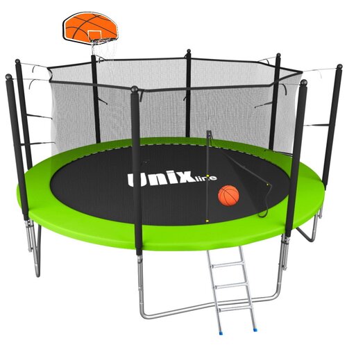 фото Каркасный батут unix line 12ft simple basketball (inside) 366х366х269 см зеленый