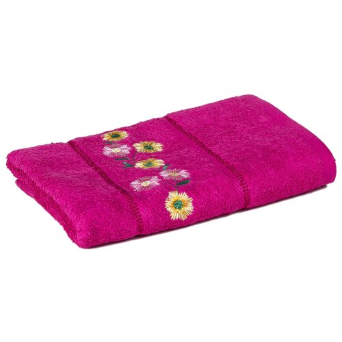 фото Махровое полотенце для лица и рук utex 100 х 50 см, цветы, фуксия