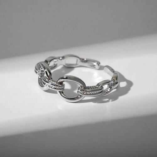 фото Queen fair кольцо "звенья" трендовая линия, цвет серебро, безразмерное