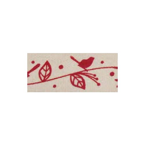 фото Лента хлопковая на картонной мини-катушке птички на ветке hemline 1 мини-рулон (5м) ( vr15.065 )