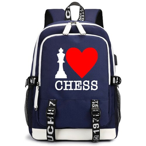 фото Рюкзак шахматы с usb-портом темно-синий №2 noname