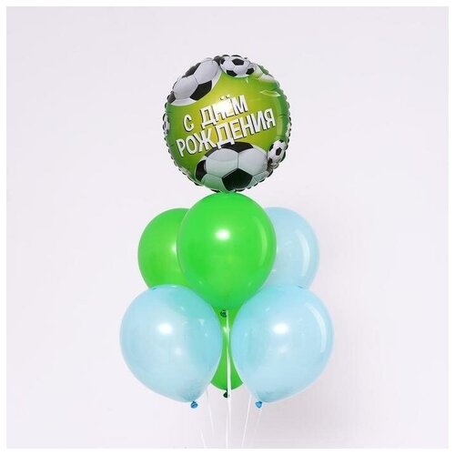 фото Букет из шаров «с днём рождения» футбольный мяч, 7 шт. mikimarket