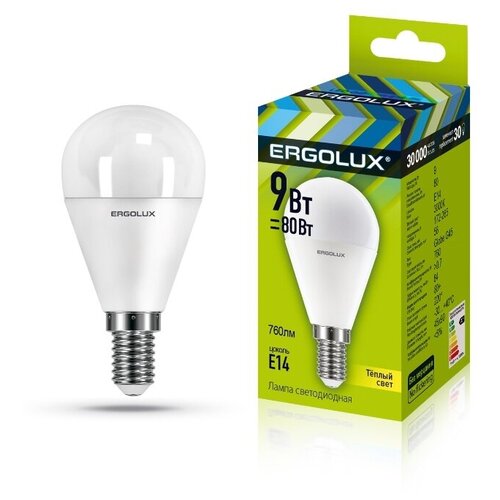 фото Светодиодная лампа ergolux led-g45-9w-e14-3k