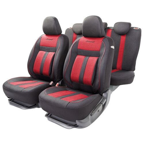 фото Авточехлы универсальные autoprofi cus-1505 bk/rd cushion comfort, эко-хлопок, 5 мм поролон, 3d крой, поясничный упор, 15 пред., чёрный/красный